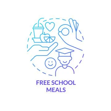 Free school meals blue gradient concept icon Stock Illustration