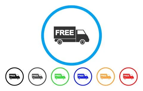 Free Shipment Van Rounded Vector Icon Stock Illustration