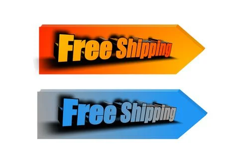 FREE SHIPPING 3D text with orange, ligh blue gradient color Stock Illustration