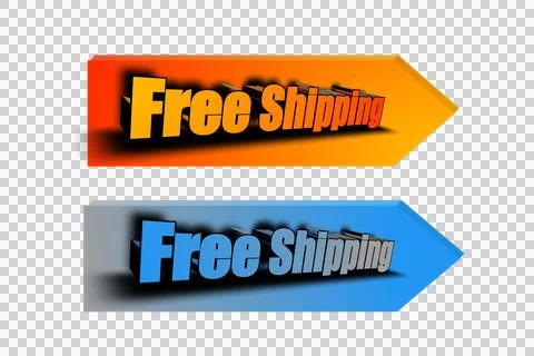 FREE SHIPPING 3D text with orange, ligh blue gradient color. PNG format Stock Illustration