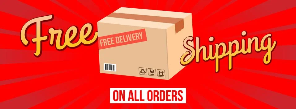 Free shipping on all orders comic style modern dynamic sales banner illustration Stock Illustration