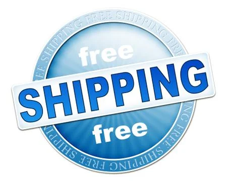 Free shipping button blue Stock Illustration