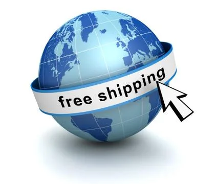 Free shipping globe concept  3d illustration Stock Illustration