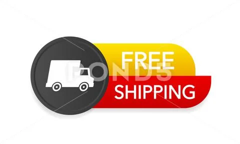 Free shipping service badge. Free delivery order with car on white