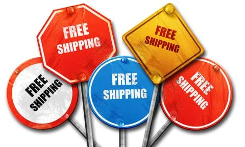 Free shipping sign, 3D rendering, rough street sign collection Stock Illustration