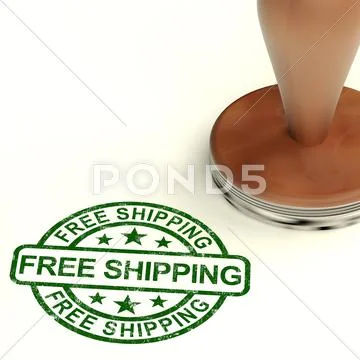 Free shipping stamp shows no charge or gratis to deliver Stock Illustration