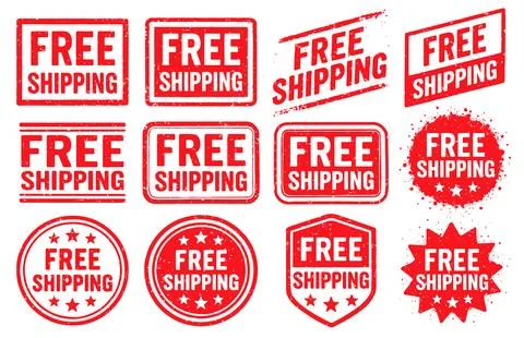 Free shipping Stamp vector set. Free shipping Rubber Stamp design Stock Illustration