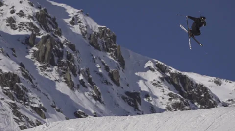 Free ski Jumping. Super Slow Motion Vídeo Stock 36891218