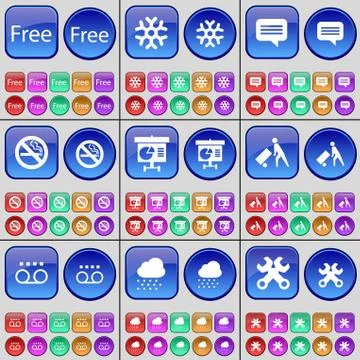 Free, Snowflake, Chat bubble, No smoking, Diagram, Delivery, Cassette, Cloud, Wr Stock Illustration