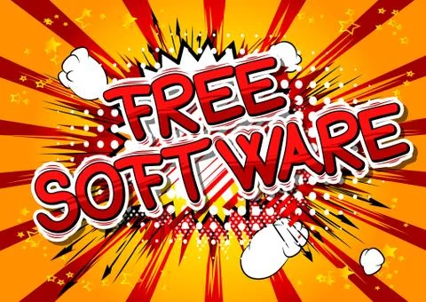 Free Software - Comic book style word on abstract background. Illustrazione stock