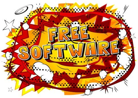 Free Software - Comic book style word on abstract background. Stock Illustration
