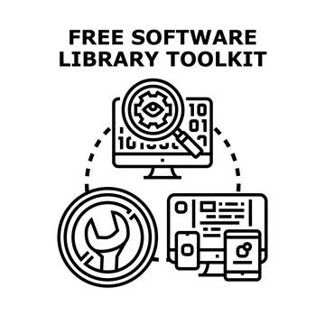 Free software library toolkit concept developing Stock Illustration