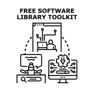 Free software library toolkit development concept Stockillustratie