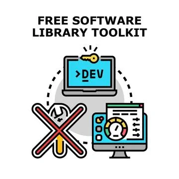Free software library toolkit with development accessibility concept Stockillustratie