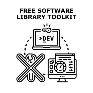 Free software library toolkit with development accessibility concept Stockillustratie