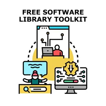 Free software library toolkit development concept Illustrazione stock