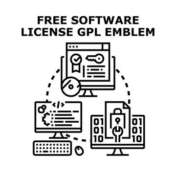 Free software license gpl emblem concept Illustrazione stock