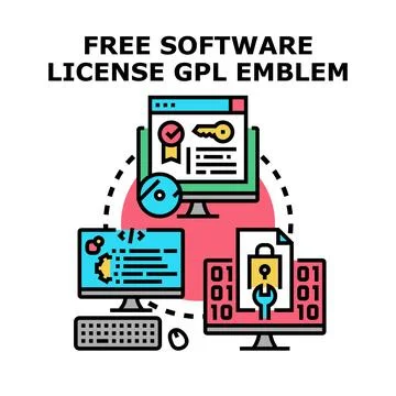 Free software license gpl emblem concept Illustrazione stock