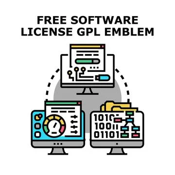 Free software license gpl emblem concept development Stockillustratie