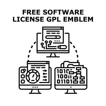Free software license gpl emblem concept development Illustrazione stock