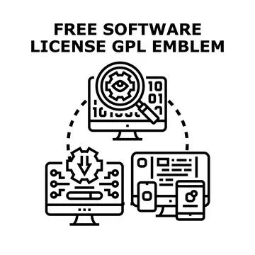 Free software license gpl emblem concept illustration Stock Illustration