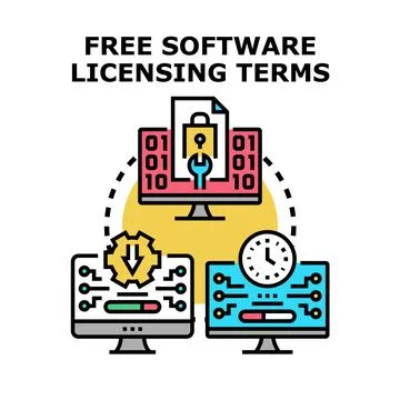 Free software licensing terms and conditions concept Stock Illustration
