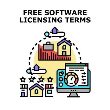Free software licensing terms concept vector illustration Stock Illustration