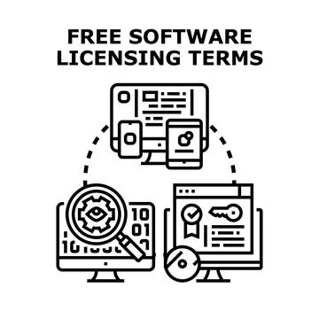 Free software licensing terms concept vector illustration 库存插图