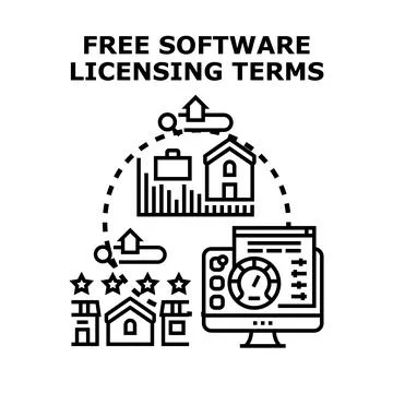 Free software licensing terms concept vector illustration Stock Illustration