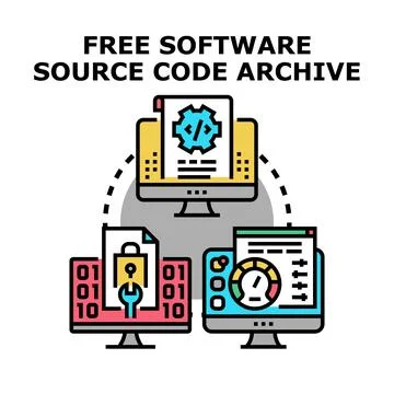 Free software source code archive sharing development system 스톡 일러스트