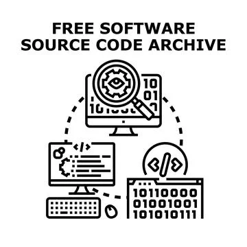 Free software source code archive concept Stockillustratie