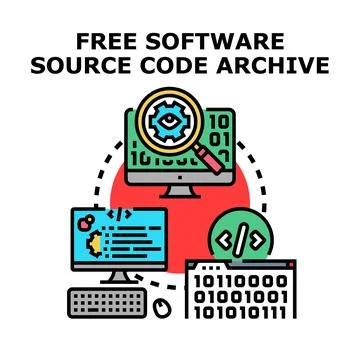 Free software source code archive concept Stock Illustration