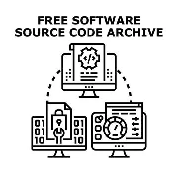 Free software source code archive sharing development system 库存插图
