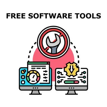 Free software tools concept illustrating digital technology access Illustrazione stock