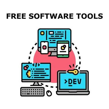 Free software tools for creative development and technology イラスト素材