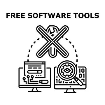 Free software tools for programming and development Ilustração Stock