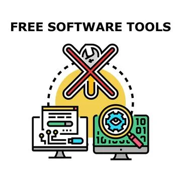 Free software tools for programming and development Stock Illustration