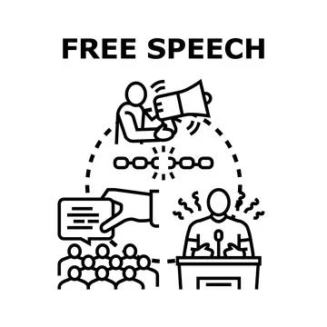 Free speech concept breaking chains of censorship Stock Illustration