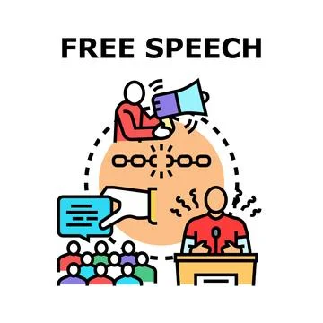 Free speech concept breaking chains of censorship 库存插图