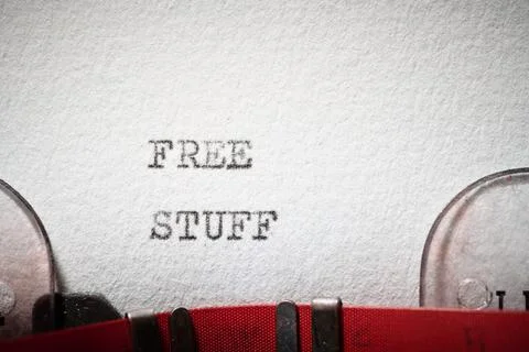 Free stuff text written with a typewriter. Stock Photos