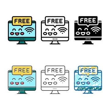 Free stylized internet in children library color icon vector Stock Illustration