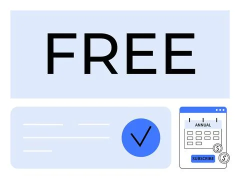 Free Subscription Concept with Annual Plan Calendar and Checkmark Stock Illustration