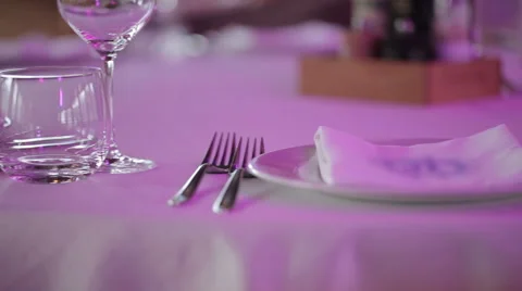 Free table at an expensive restaurant for reservation. Close up. Stock Footage 49340187
