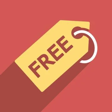 Free Tag Flat Long Shadow Square Icon Illustrazione stock