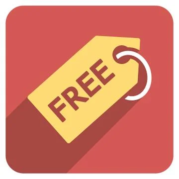 Free Tag Flat Rounded Square Icon with Long Shadow Illustrazione stock
