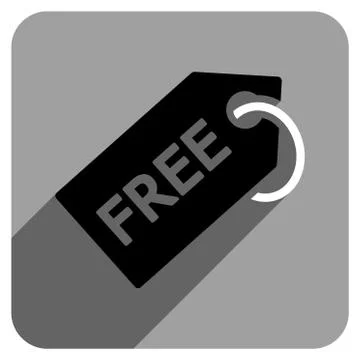 Free Tag Flat Square Icon with Long Shadow Illustrazione stock