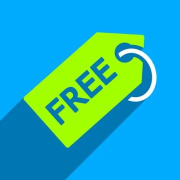 Free Tag Flat Square Icon with Long Shadow Illustrazione stock
