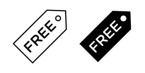Free tag icon. Style is flat and line symbol Stock Illustration