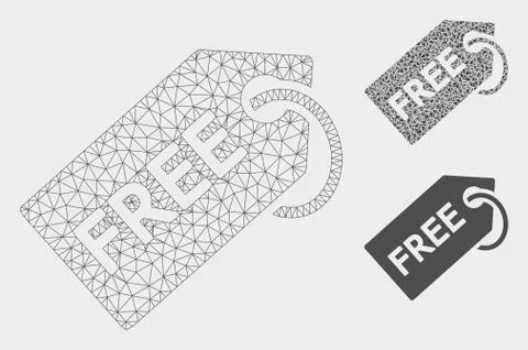 Free Tag Vector Mesh 2D Model and Triangle Mosaic Icon 스톡 일러스트