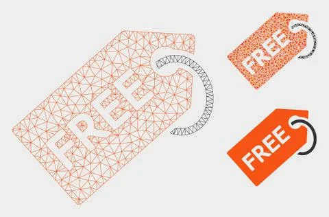 Free Tag Vector Mesh 2D Model and Triangle Mosaic Icon 스톡 일러스트